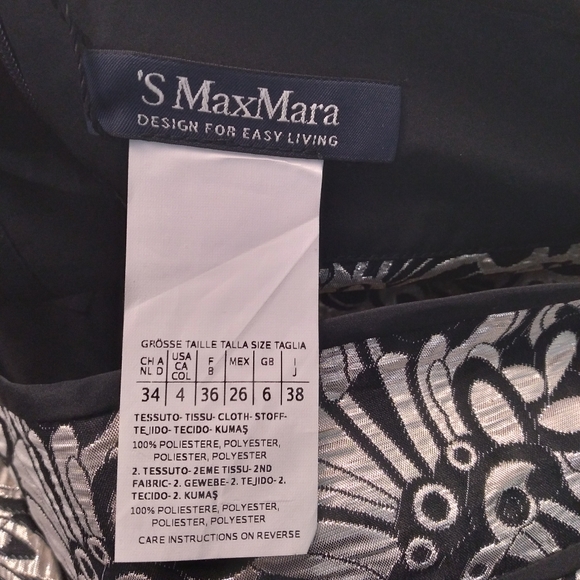 'S MaxMara Sz 4 Silver Black Skirt Palmas - Picture 6 of 8